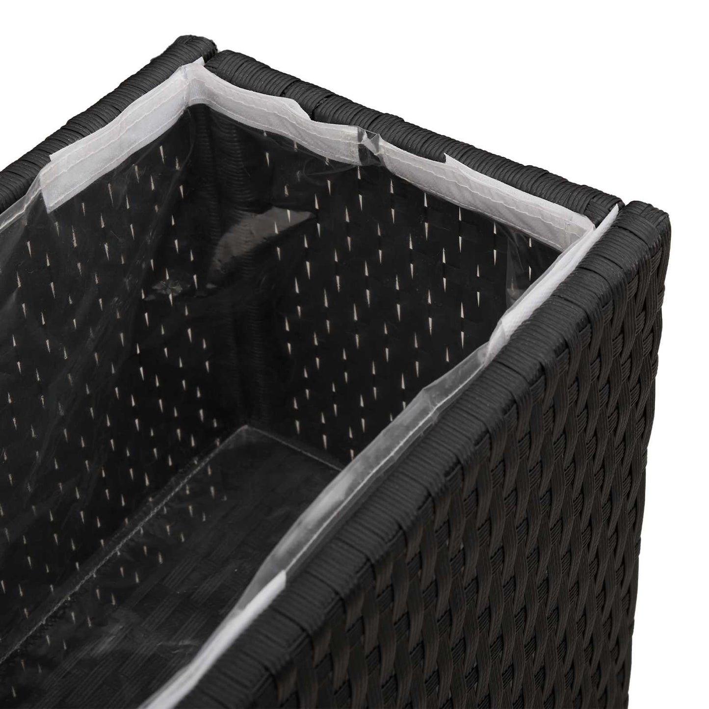 vidaXL Ψηλός γλάστρα Μαύρο 55 x 22 x 70 εκ συνθετικό ρατάν