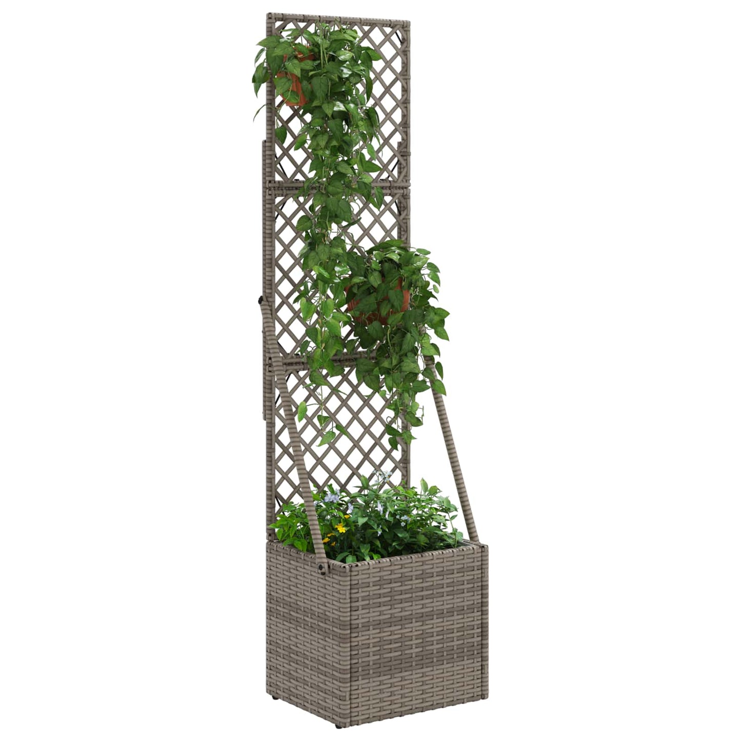 vidaXL Κηποτινάκι με Τρέλα Γκρι 35 x 30 x 135 εκ συνθετικό ρατάν