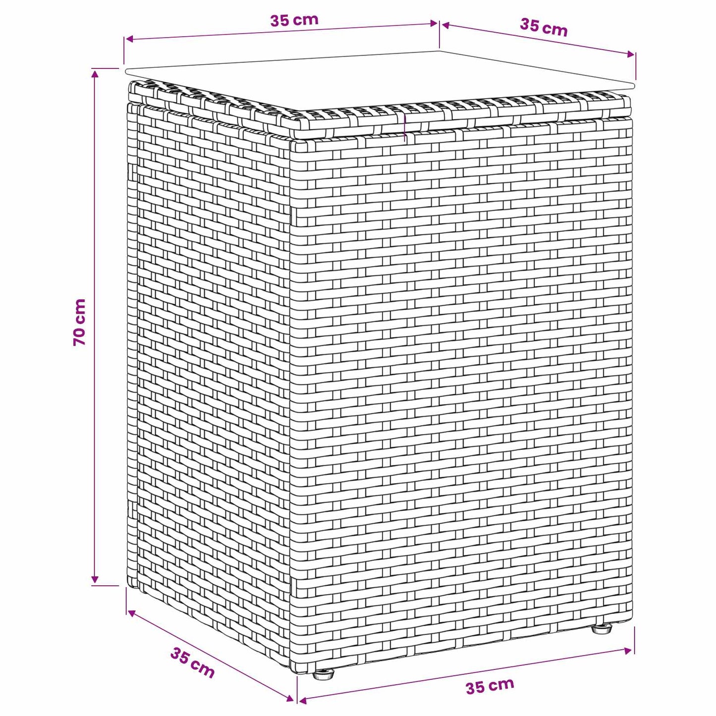 vidaXL Τραπεζάκι Πλευράς Μαύρο 35 x 35 x 70 cm συνθετικό ρατάν