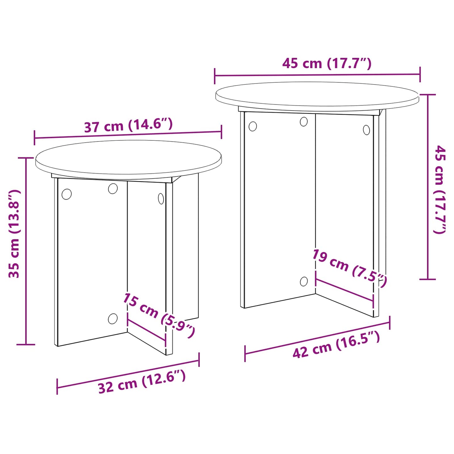 vidaXL Σετ βοηθητικά τραπεζάκια με αποθήκευση 2 pcs Μαύρη Δρυς