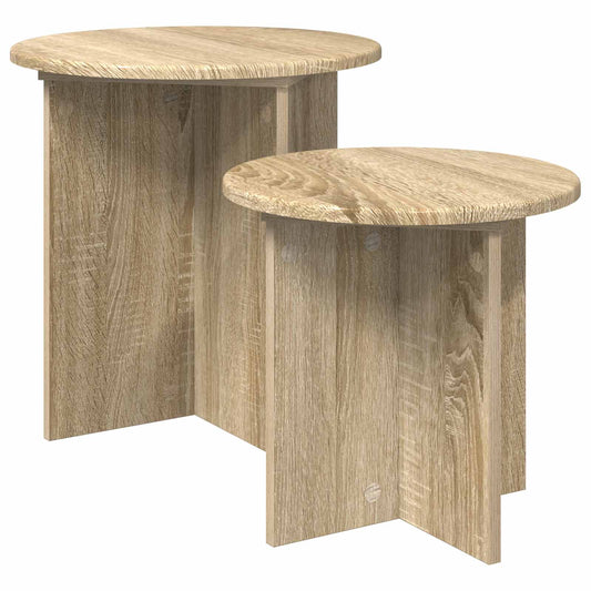 vidaXL Σετ βοηθητικά τραπεζάκια με αποθήκευση 2 pcs Sonoma Δρυς