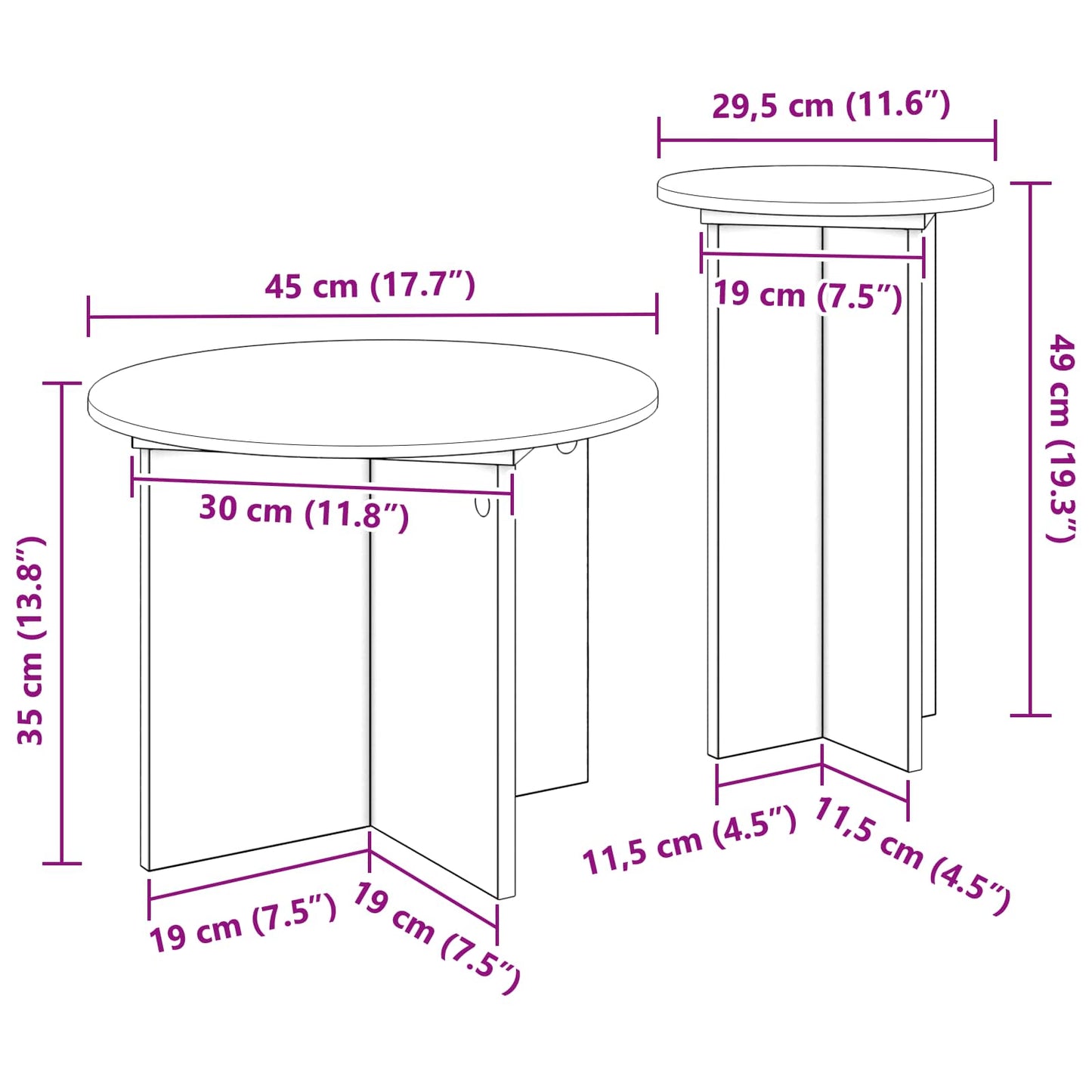 vidaXL Σετ βοηθητικά τραπεζάκια 2 pcs Γκρι Sonoma Επεξεργασμένο Ξύλο