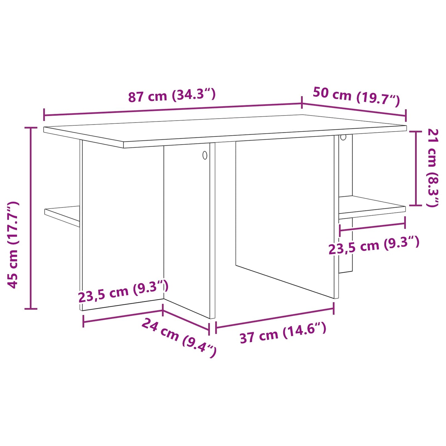 vidaXL Τραπεζάκι σαλονιού Καπνιστή Δρυς 87 x 50 x 45 εκ