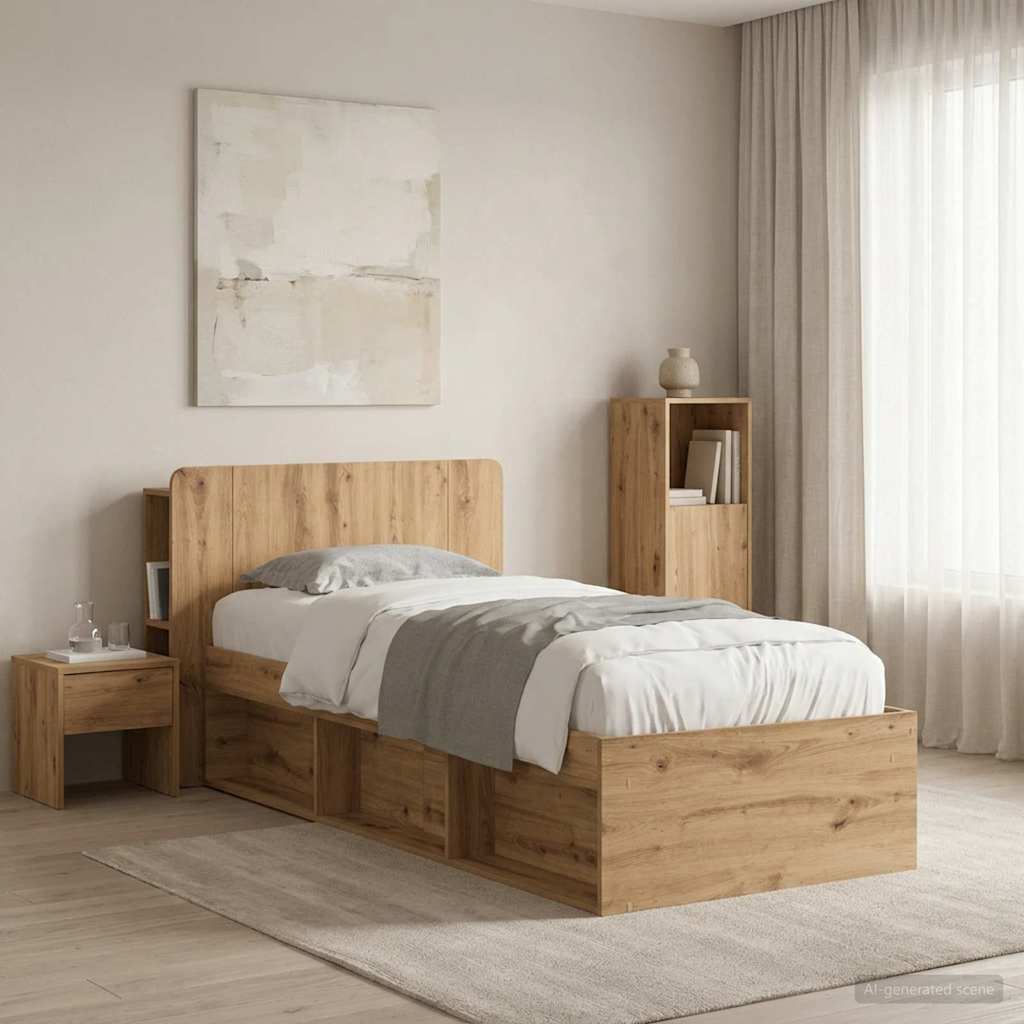 vidaXL Κρεβάτι με Κεφαλάρι Artisan Δρυς 80 cm Επεξεργασμένο Ξύλο
