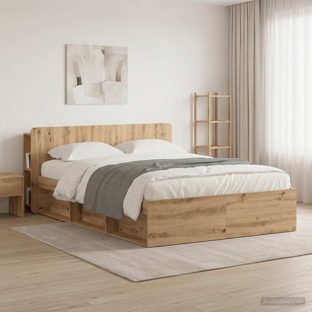 vidaXL Κρεβάτι με Κεφαλάρι Artisan Δρυς 140 cm Επεξεργασμένο Ξύλο