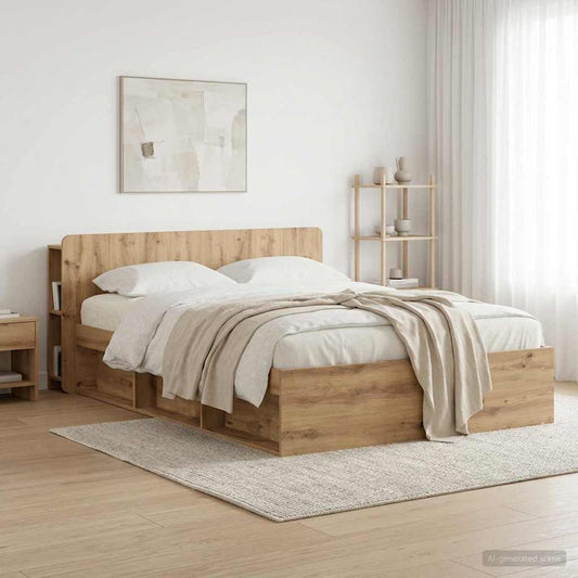 vidaXL Κρεβάτι με Κεφαλάρι Artisan Δρυς 160 cm Επεξεργασμένο Ξύλο