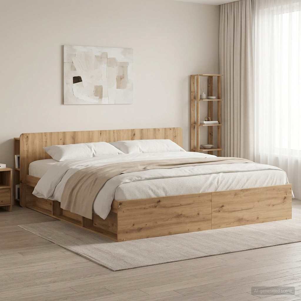 vidaXL Κρεβάτι με Κεφαλάρι Artisan Δρυς 180 cm Επεξεργασμένο Ξύλο
