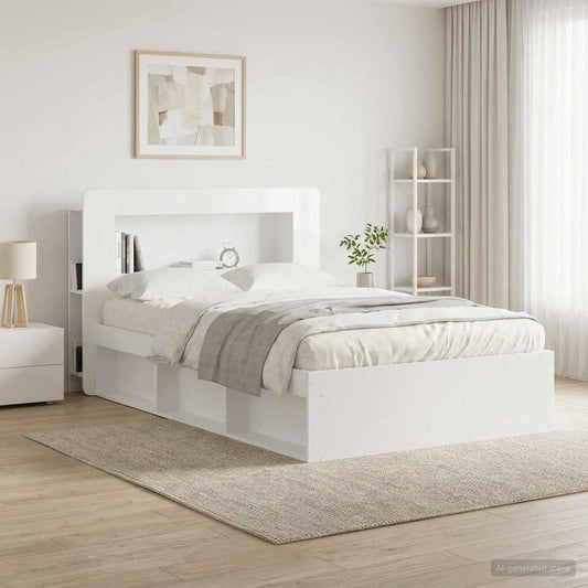 vidaXL Κρεβάτι με Κεφαλάρι Γυαλιστερό Λευκό