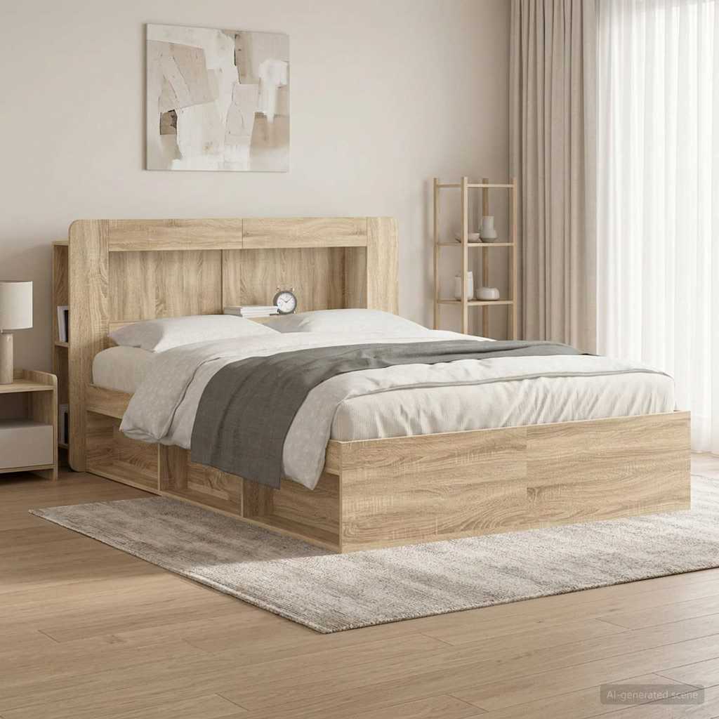 vidaXL Κρεβάτι με Κεφαλάρι Sonoma Δρυς Μηχανικά επεξεργασμένο ξύλο