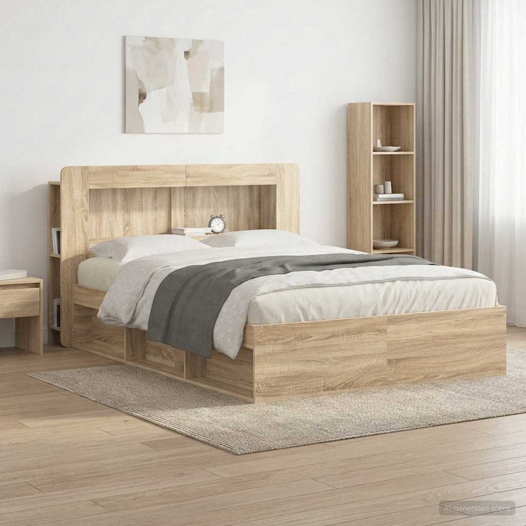vidaXL Κρεβάτι με Κεφαλάρι Sonoma Δρυς Μηχανικά επεξεργασμένο ξύλο