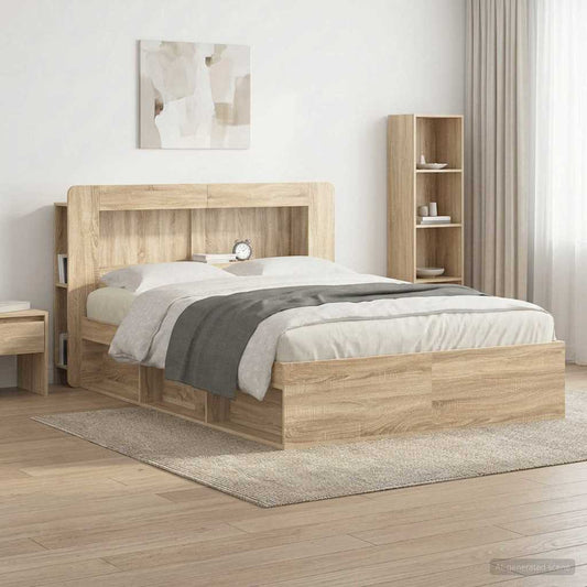 vidaXL Κρεβάτι με Κεφαλάρι Sonoma Δρυς Μηχανικά επεξεργασμένο ξύλο