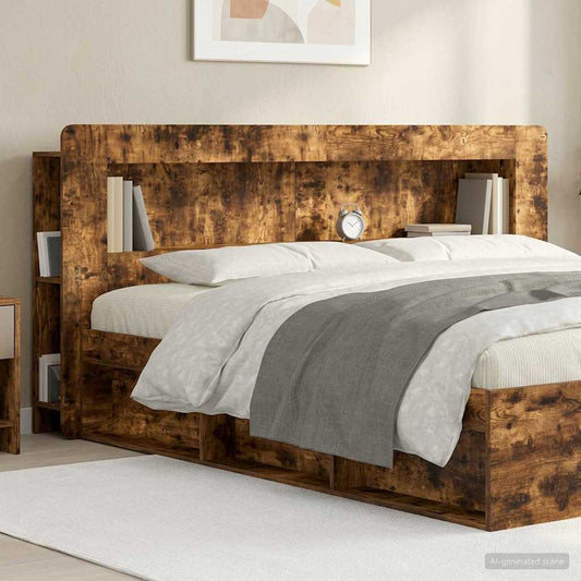 vidaXL Κρεβάτι με Κεφαλάρι Καπνισμένο Ξύλο Δρυός