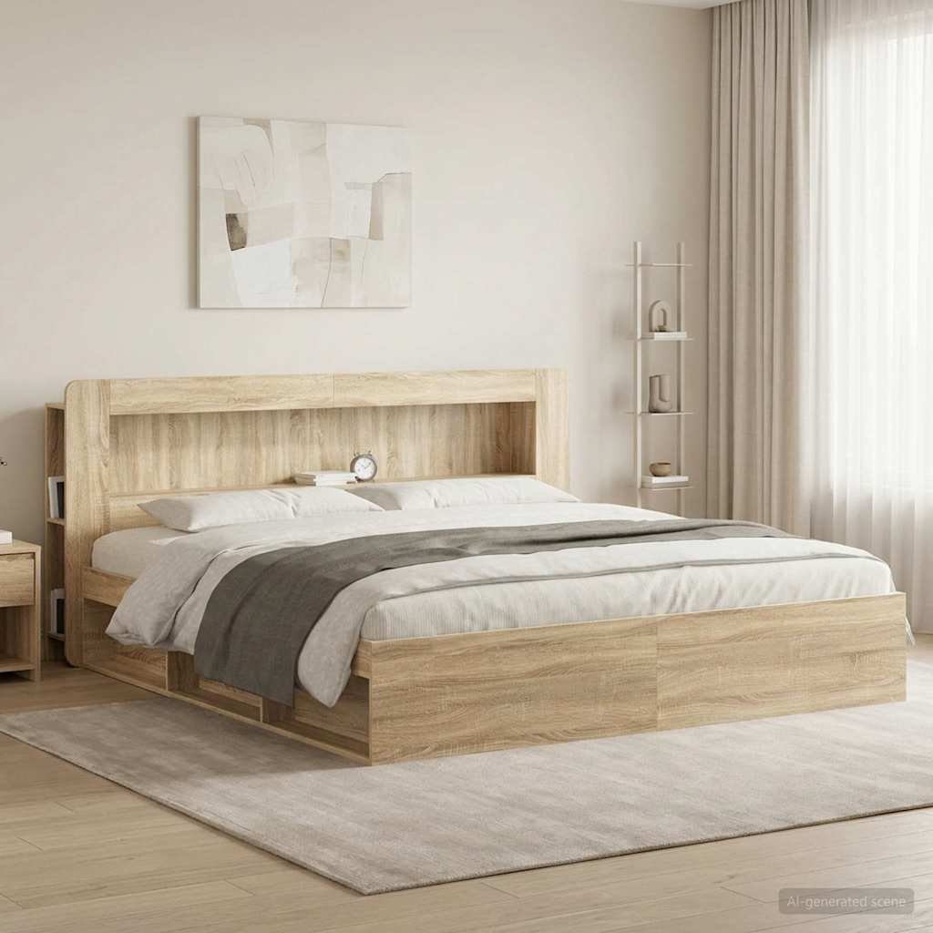 vidaXL Κρεβάτι με Κεφαλάρι Sonoma Δρυς Μηχανικά επεξεργασμένο ξύλο