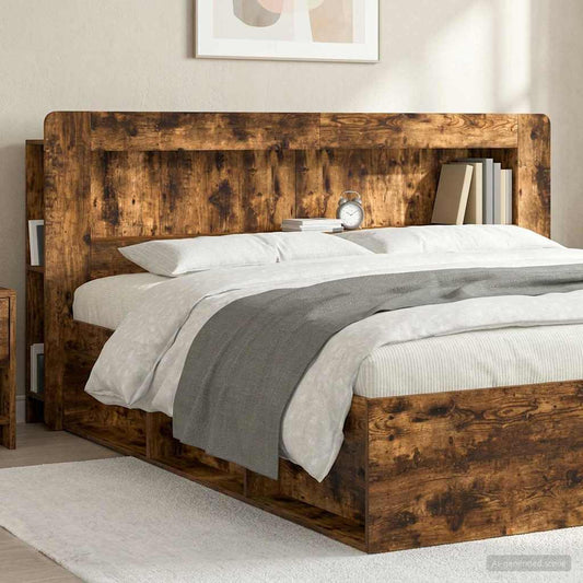 vidaXL Κρεβάτι με Κεφαλάρι Καπνιστή Δρυς 215 x 18,5 x 100 εκ