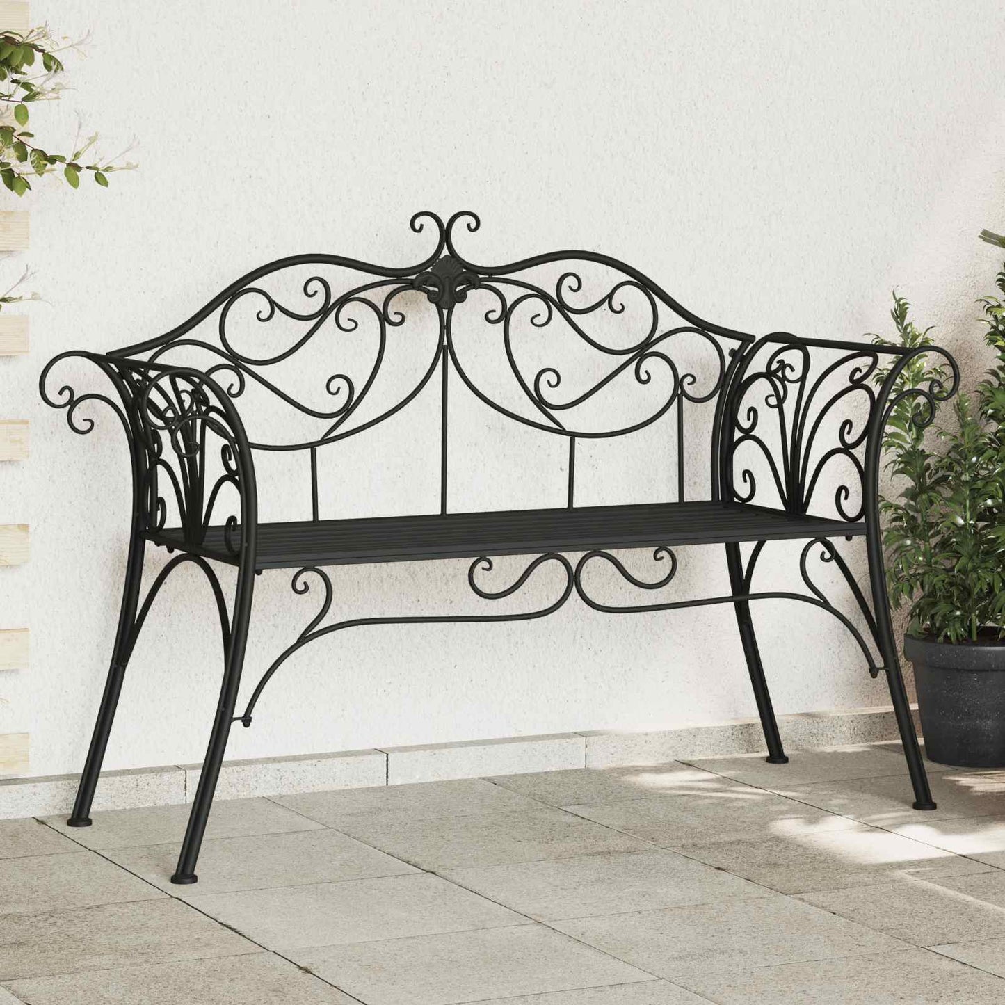 vidaXL Παγκάκι κήπου 2-Αριθμός καθισμάτων 130 x 47 x 90 εκ. Ατσάλι