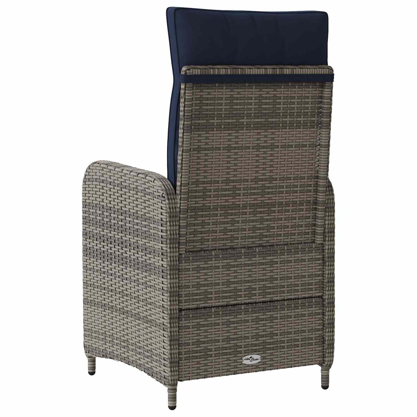 vidaXL Ανακλινόμενη καρέκλα κήπου Γκρι και Navy Blue συνθετικό ρατάν