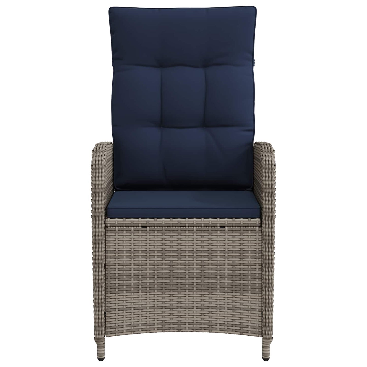 vidaXL Ανακλινόμενη καρέκλα κήπου Γκρι και Navy Blue συνθετικό ρατάν