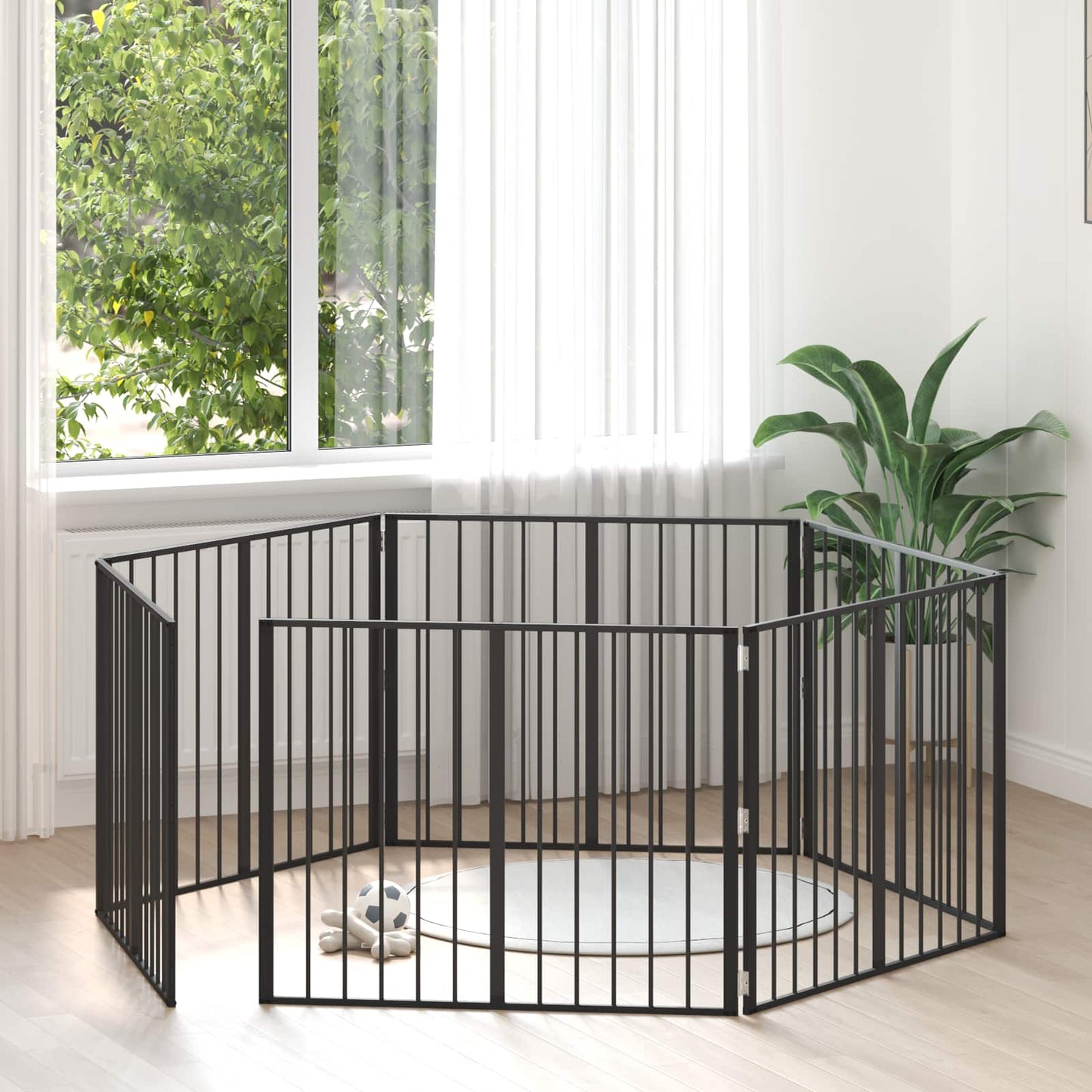 vidaXL Πόρτα Σκύλου 6 τμχ. Μαύρο 100 x 80 cm Επικαλυμμένος Χάλυβας