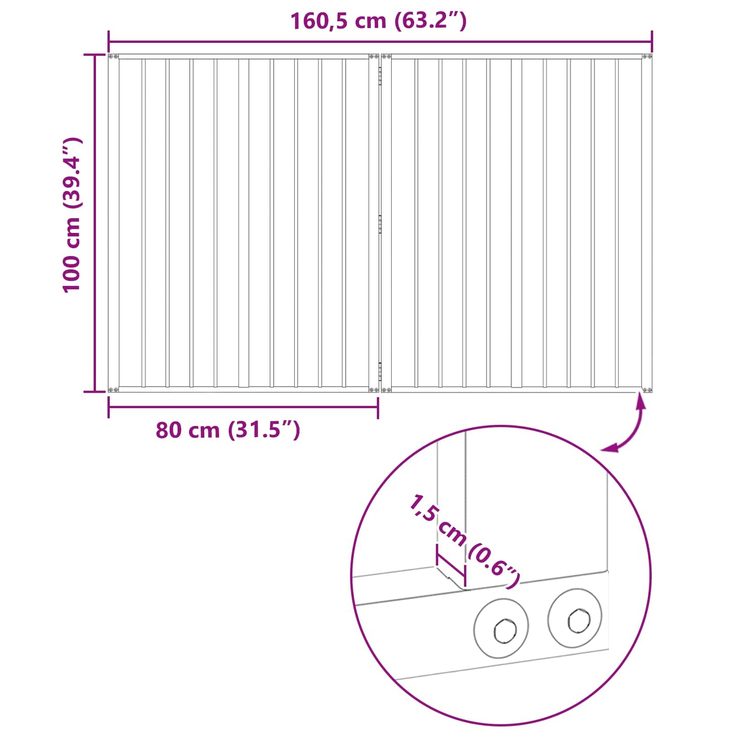 vidaXL Πόρτα Σκύλου 2 τμχ. Μαύρο 80 x 100 cm Επικαλυμμένος Χάλυβας