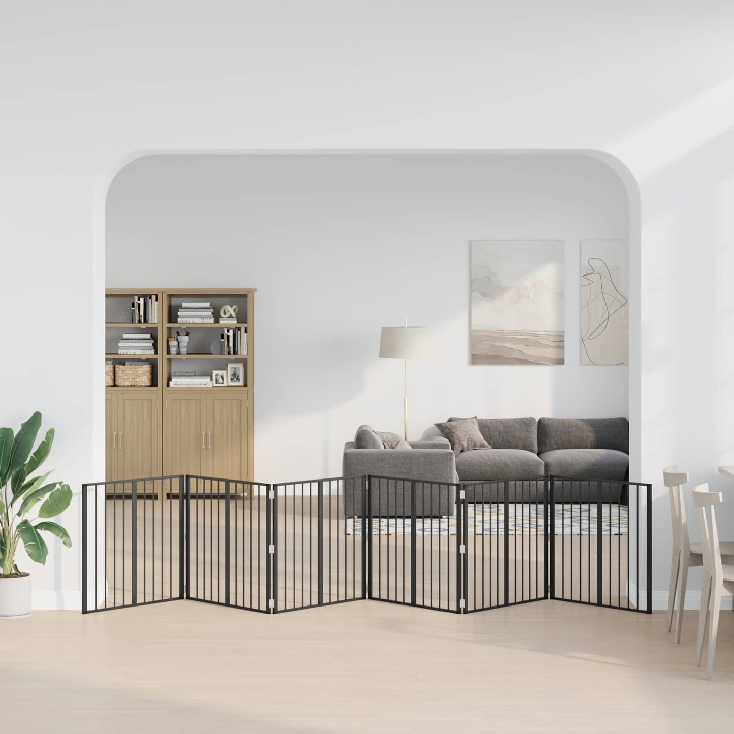 vidaXL Πόρτα Σκύλου 6 τμχ. Μαύρο 80 x 80 cm Επικαλυμμένος Χάλυβας