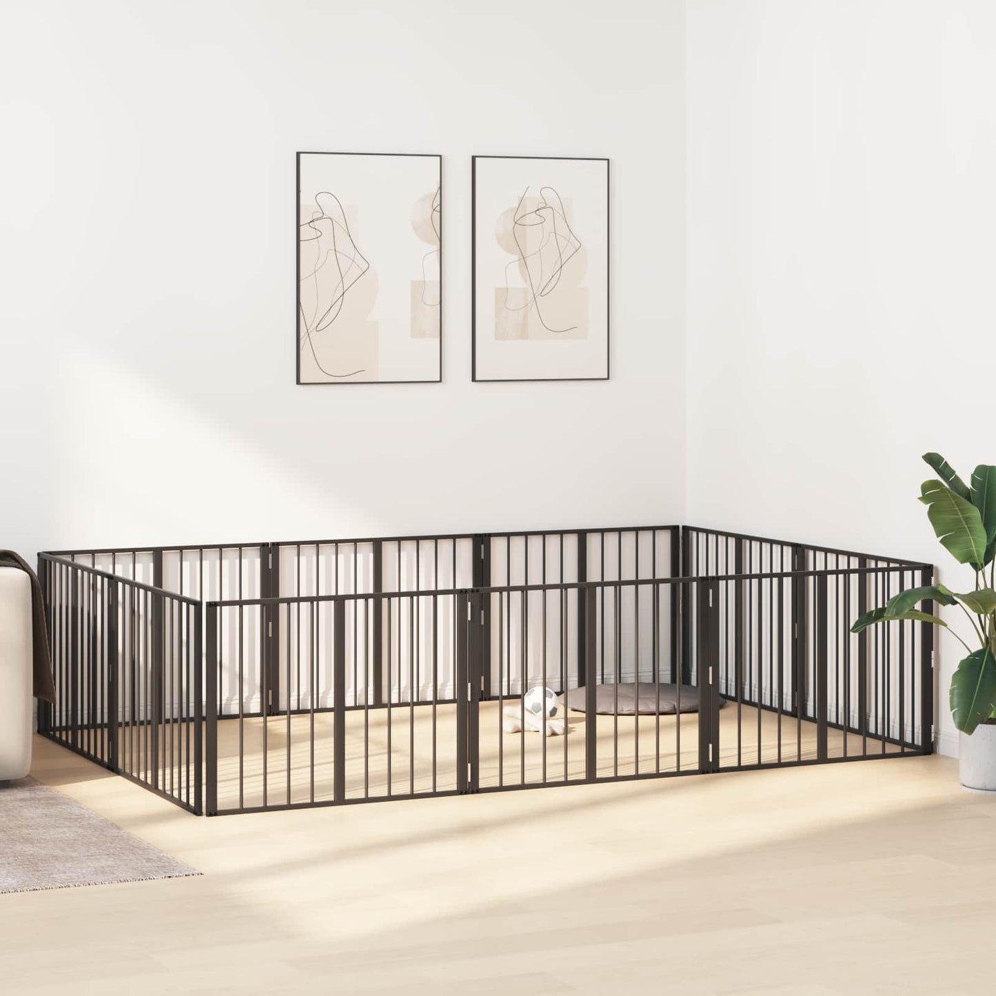 vidaXL Πόρτα Σκύλου 10 τμχ. Μαύρο 80 x 60 cm Επικαλυμμένος Χάλυβας
