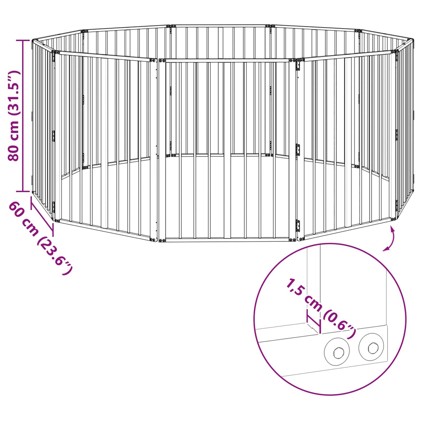 vidaXL Πόρτα Σκύλου 10 τμχ. Μαύρο 60 x 80 cm Επικαλυμμένος Χάλυβας