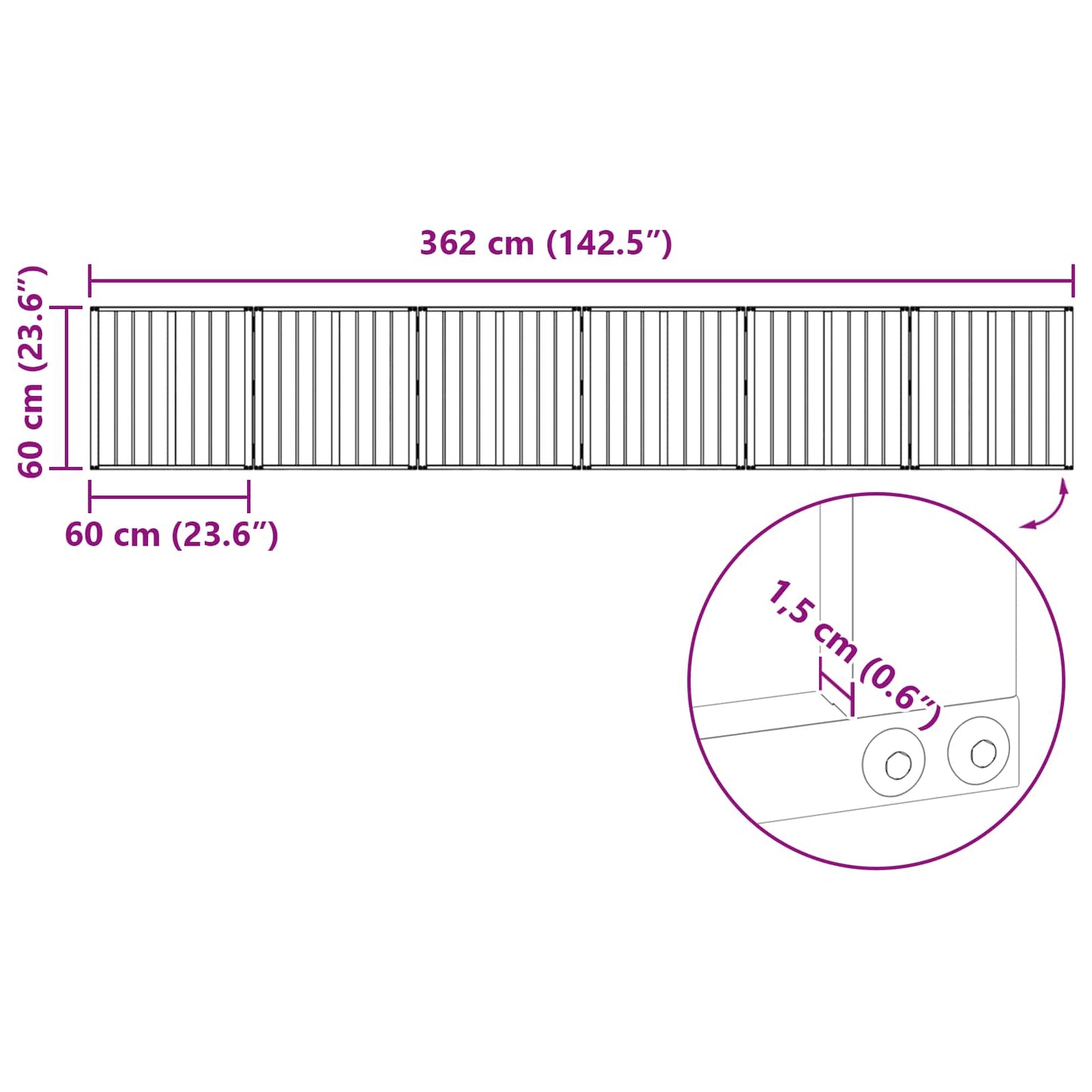 vidaXL Πόρτα Σκύλου 6 τμχ. Μαύρο 60 x 60 cm Επικαλυμμένος Χάλυβας