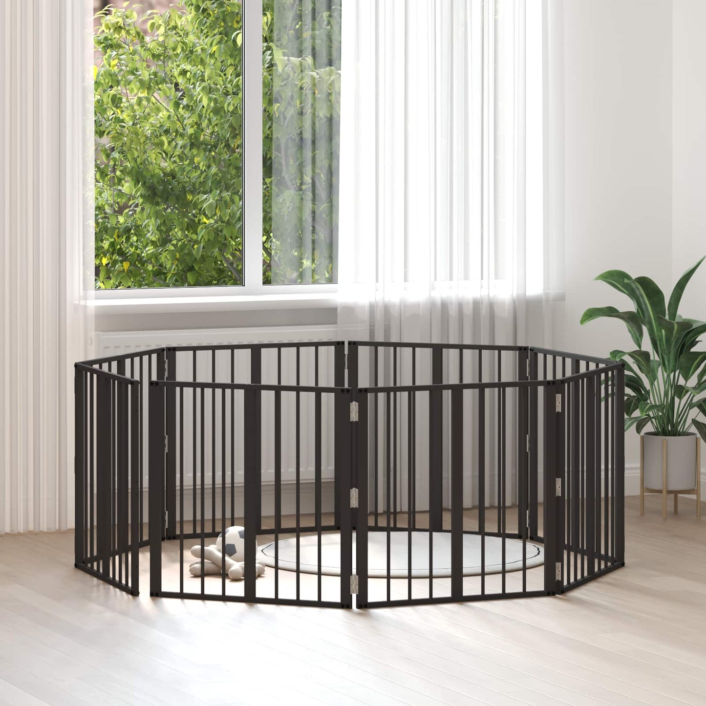 vidaXL Πόρτα Σκύλου 8 τμχ. Μαύρο 60 x 60 cm Επικαλυμμένος Χάλυβας