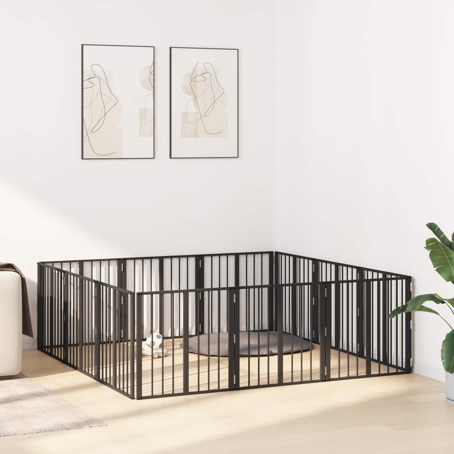 vidaXL Πόρτα Σκύλου 12 τμχ. Μαύρο 60 x 60 cm Επικαλυμμένος Χάλυβας
