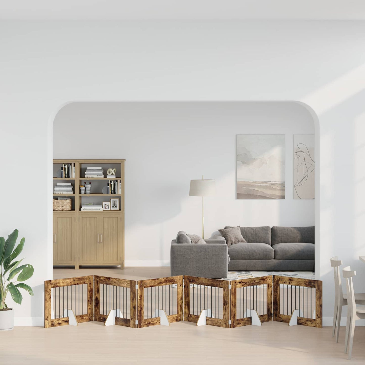 vidaXL Στερεωμένη γυαλιστερή πύλη για σκύλους 6 τμχ. 482 εκ
