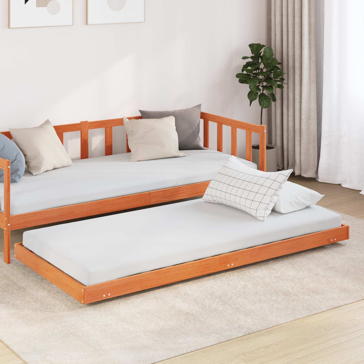 vidaXL Σκελετός Κρεβατιού Κερωτό καφέ 70 x 190 cm Στερεά ξυλεία πεύκου