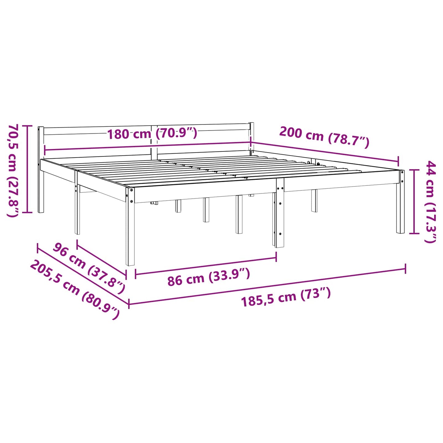 vidaXL Σκελετός Κρεβατιού με κεφαλάρι Κερωτό καφέ 180 x 200 cm