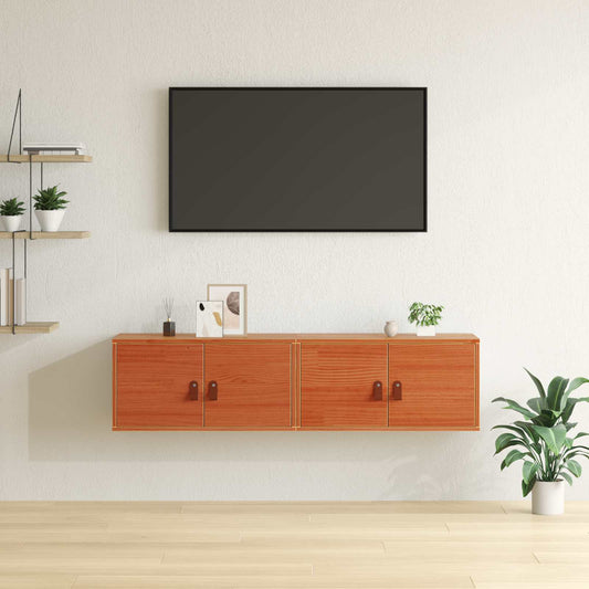 vidaXL Ντουλάπα Τοίχου με ράφι 2 pcs Κερωτό καφέ 60 x 30 x 30 cm