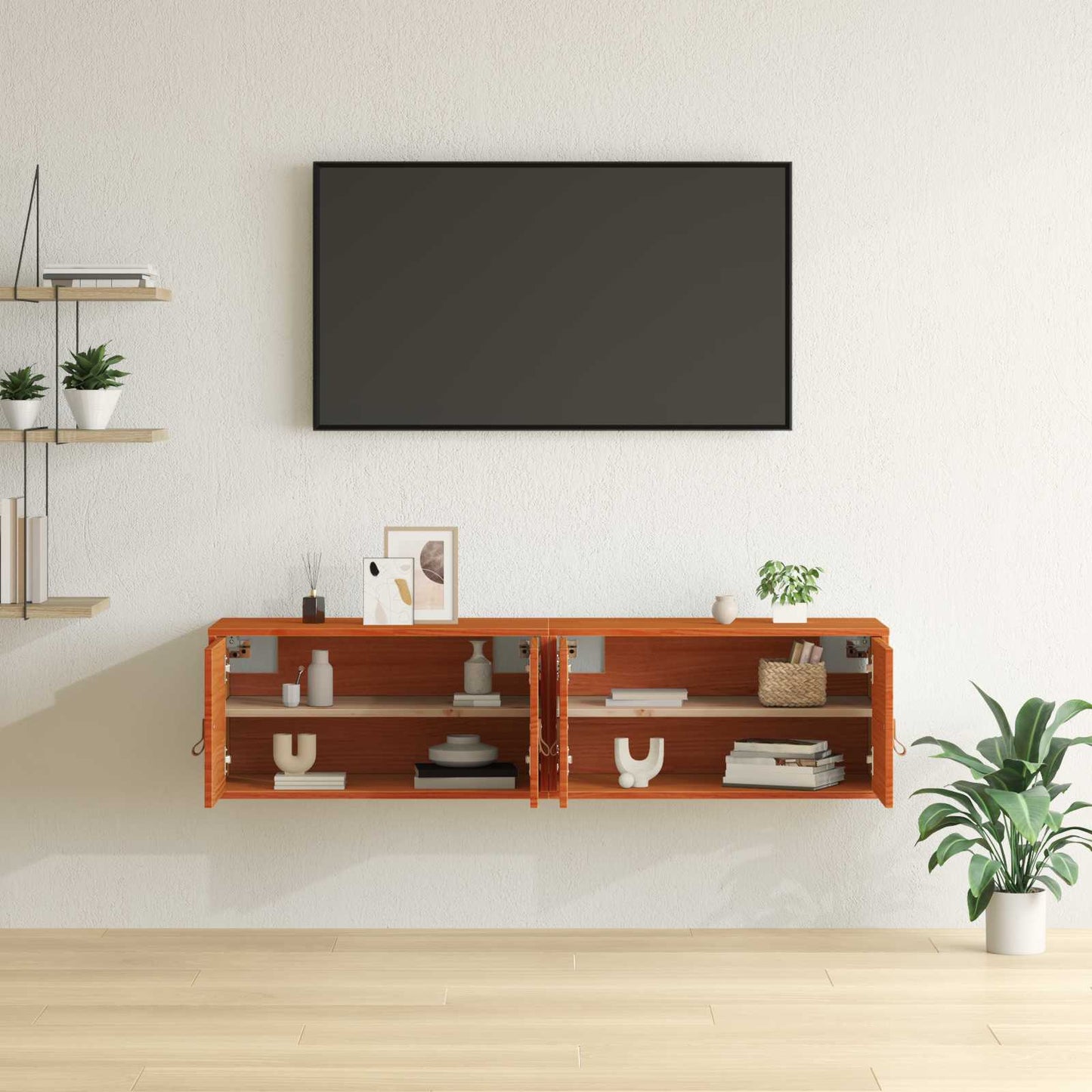vidaXL Ντουλάπα Τοίχου με ράφι 2 pcs Κερωτό καφέ 60 x 30 x 30 cm