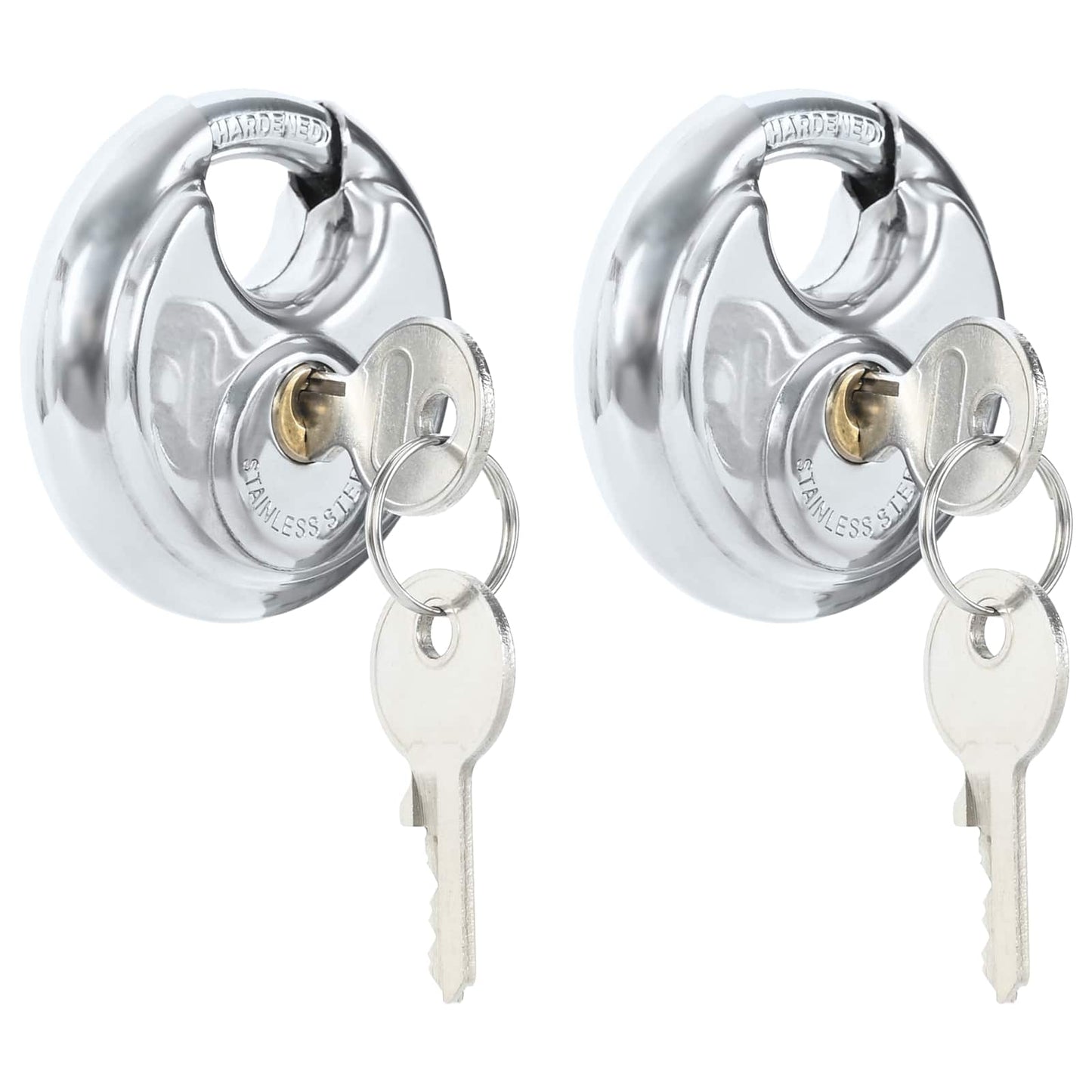 vidaXL Κλειδώματα Discus με Κλειδιά 2 pcs Ασημί 7 x 2.4 x 7 εκ