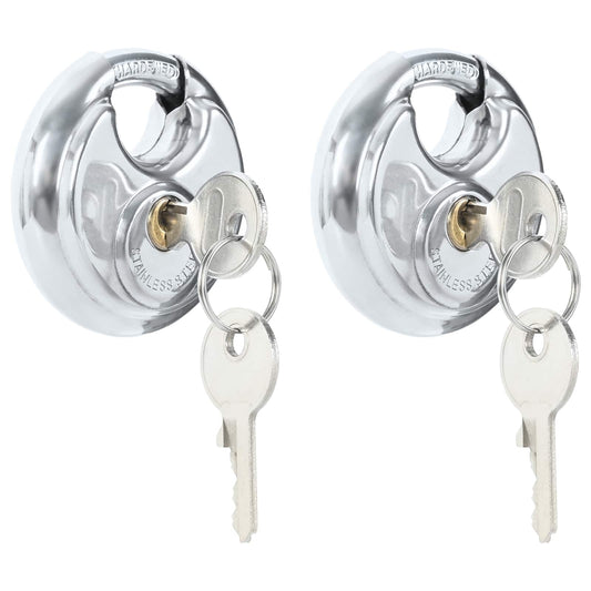 vidaXL Κλειδώματα Discus με Κλειδιά 2 pcs Ασημί 7 x 2.4 x 7 εκ