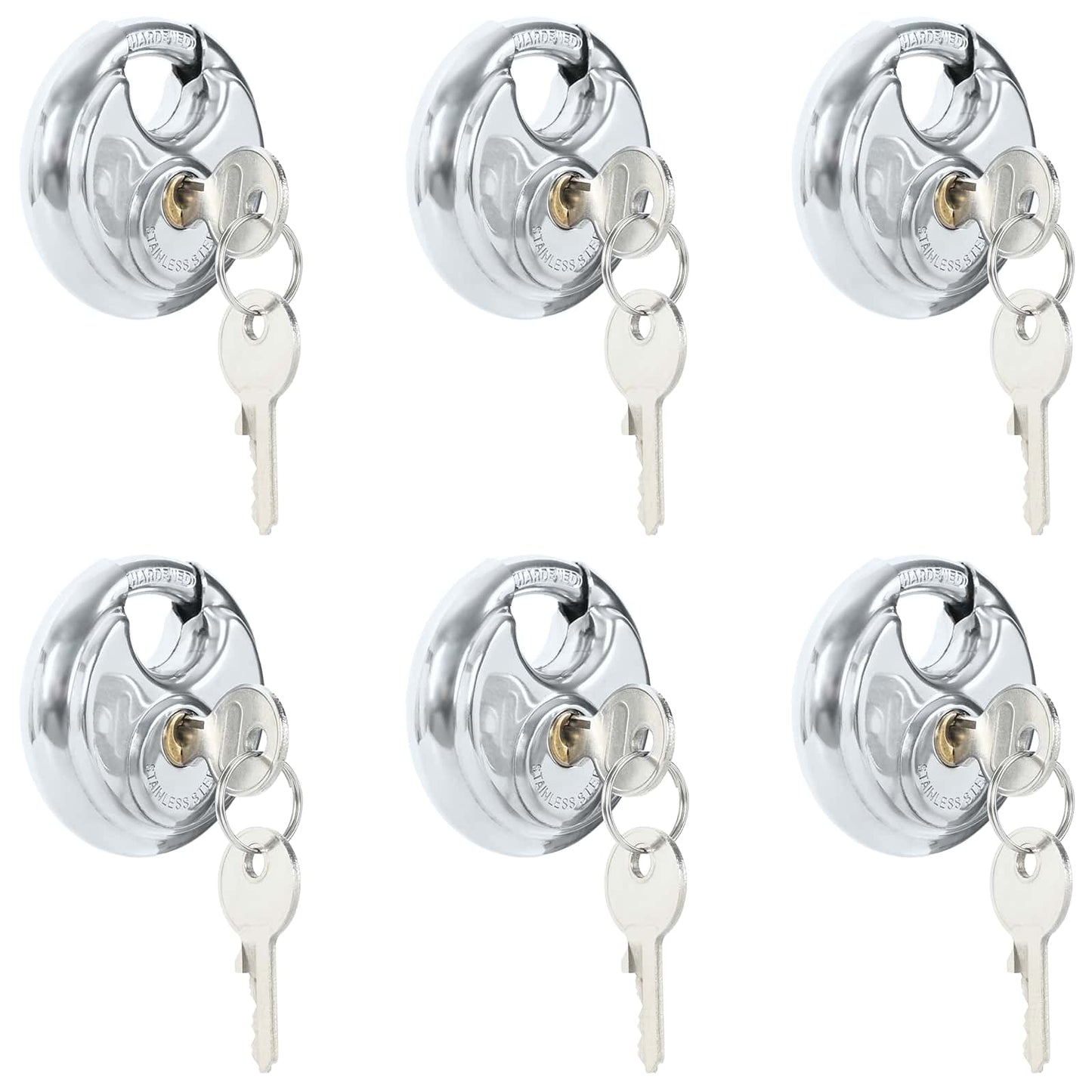 vidaXL Κλειδώματα Discus με Κλειδιά 6 pcs Ασημί 7 x 2.4 x 7 εκ