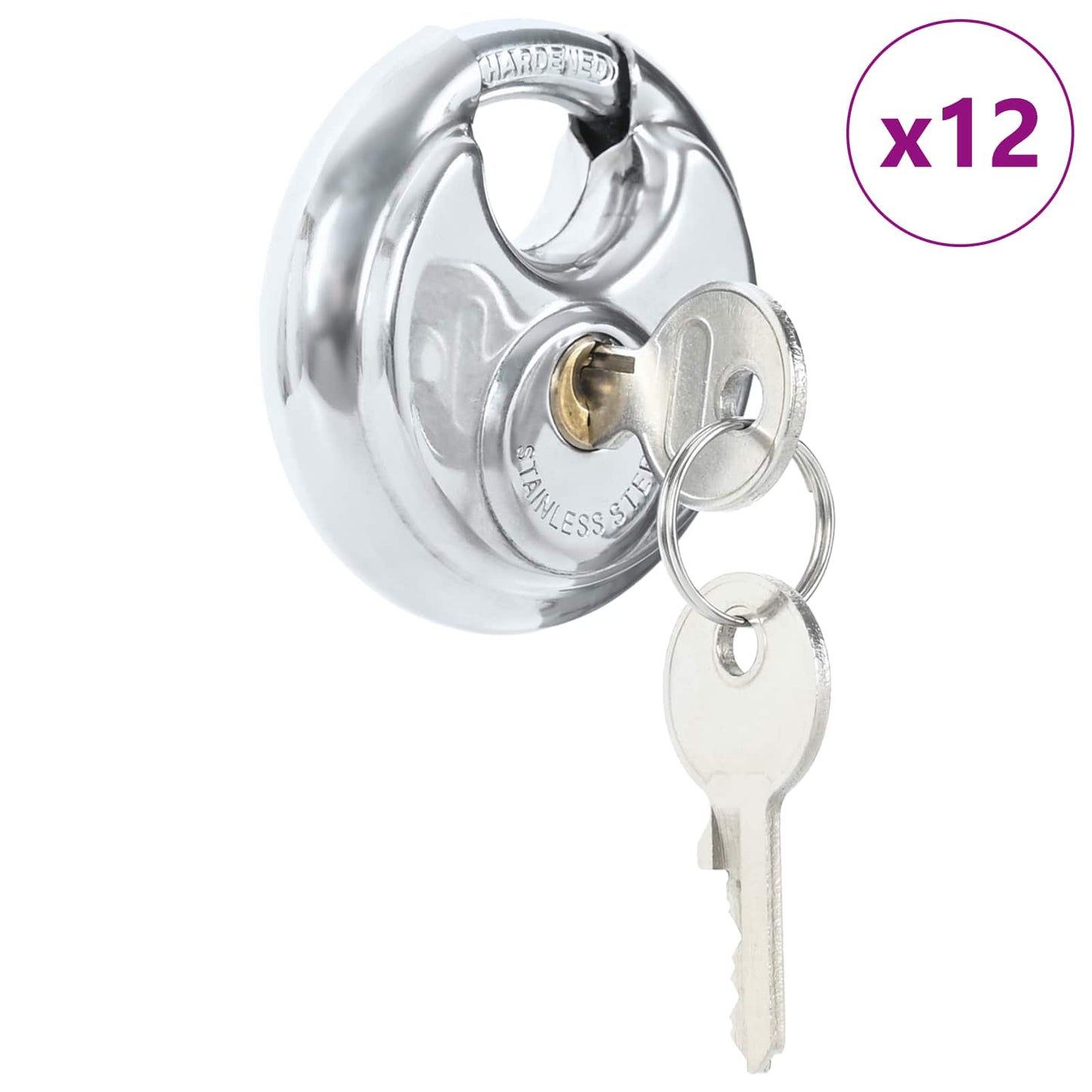 vidaXL Κλειδώματα Discus με Κλειδιά 12 pcs Ασημί 7 x 2.4 x 7 εκ