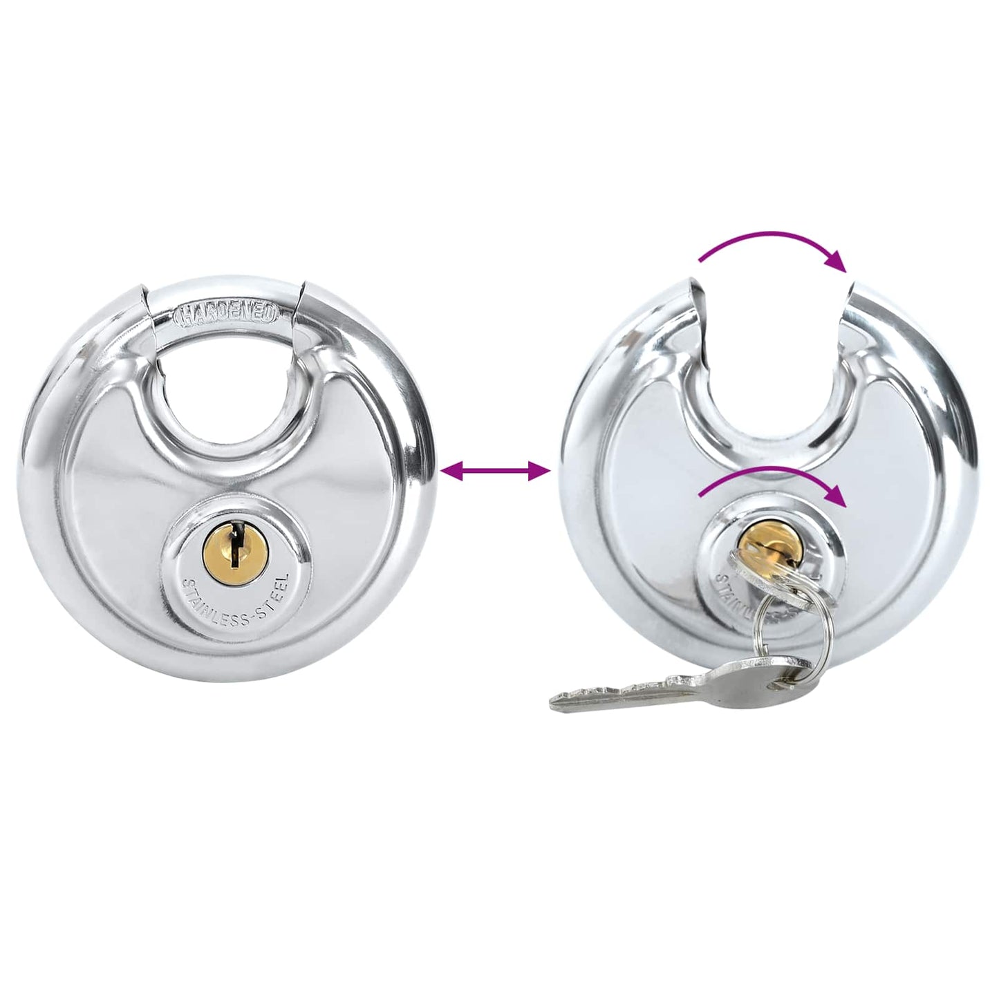 vidaXL Κλειδώματα Discus με Κλειδιά 2 pcs Ασημί 8 x 2.8 x 8 εκ