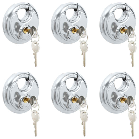 vidaXL Κλειδώματα Discus με Κλειδιά 6 pcs Ασημί 9 x 2.8 x 9 εκ