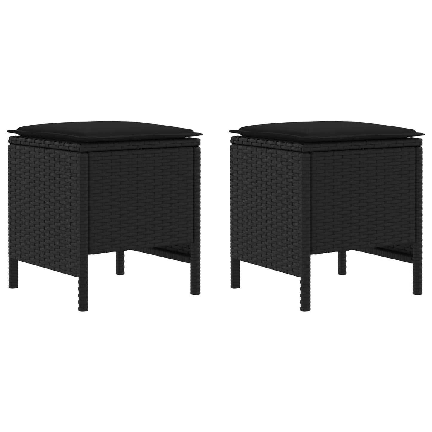 vidaXL Σκαμπό Κήπου 2 Τεμάχιο Μαύρο 38 x 38 x 45 cm Ράτα PE