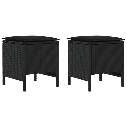 vidaXL Σκαμπό Κήπου 2 Τεμάχιο Μαύρο 38 x 38 x 45 cm Ράτα PE