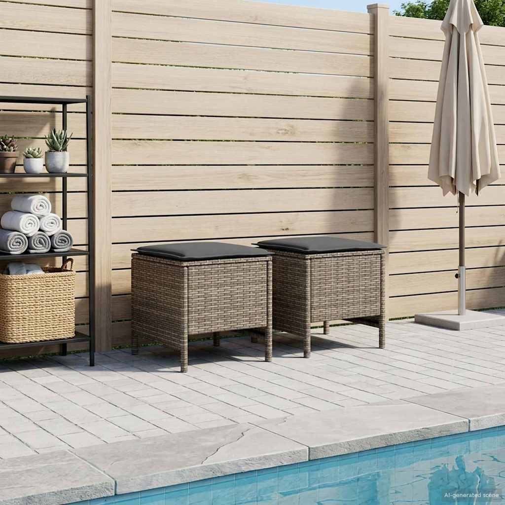 vidaXL Σκαμπό Κήπου 2 Τεμάχιο Γκρι και Σκούρο Γκρι 38 x 38 x 45 cm
