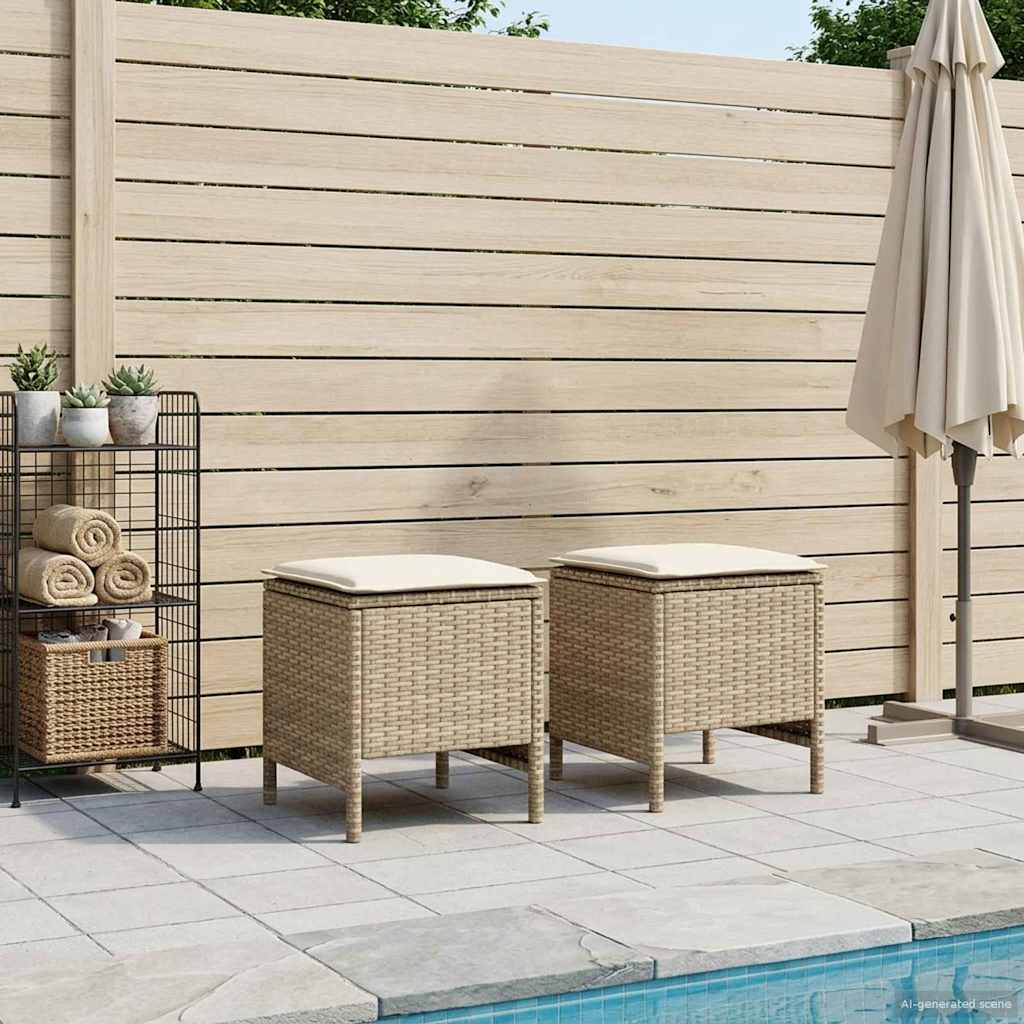 vidaXL Σκαμπό Κήπου 2 Τεμάχιο Μπεζ και Κρέμα 38 x 38 x 45 cm Ράτα PE