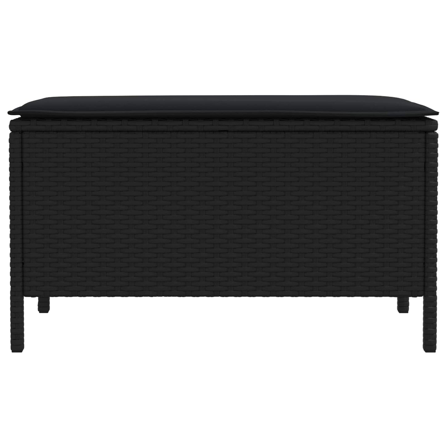 vidaXL Σκαμπό Κήπου με μαξιλάρι Μαύρο 80 x 38 x 45 cm Ράτα PE