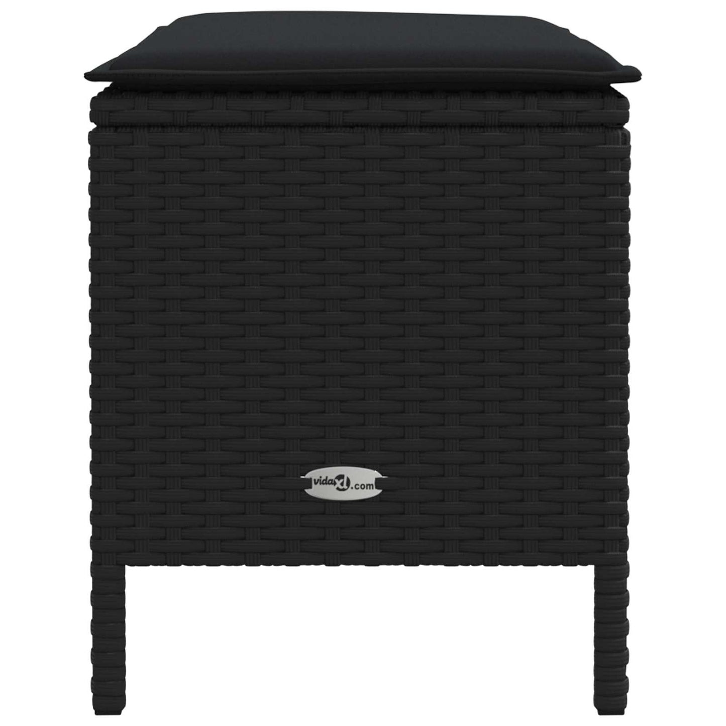 vidaXL Σκαμπό Κήπου με μαξιλάρι Μαύρο 80 x 38 x 45 cm Ράτα PE