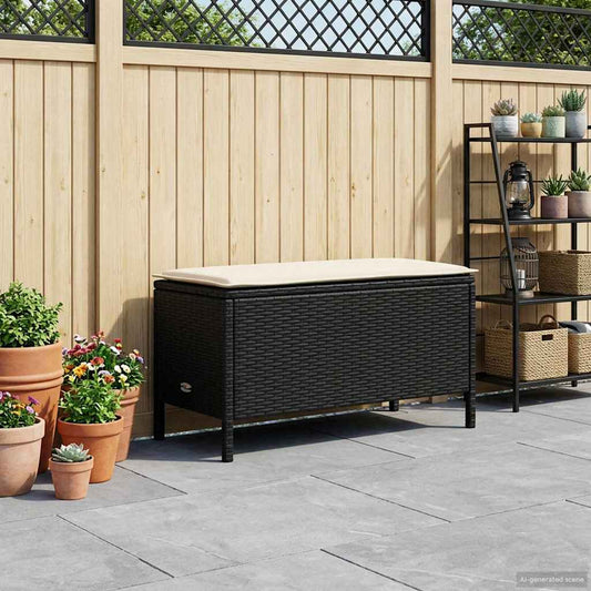 vidaXL Σκαμπό Κήπου Μαύρο και Κρέμα 80 x 38 x 45 cm Ράτα PE