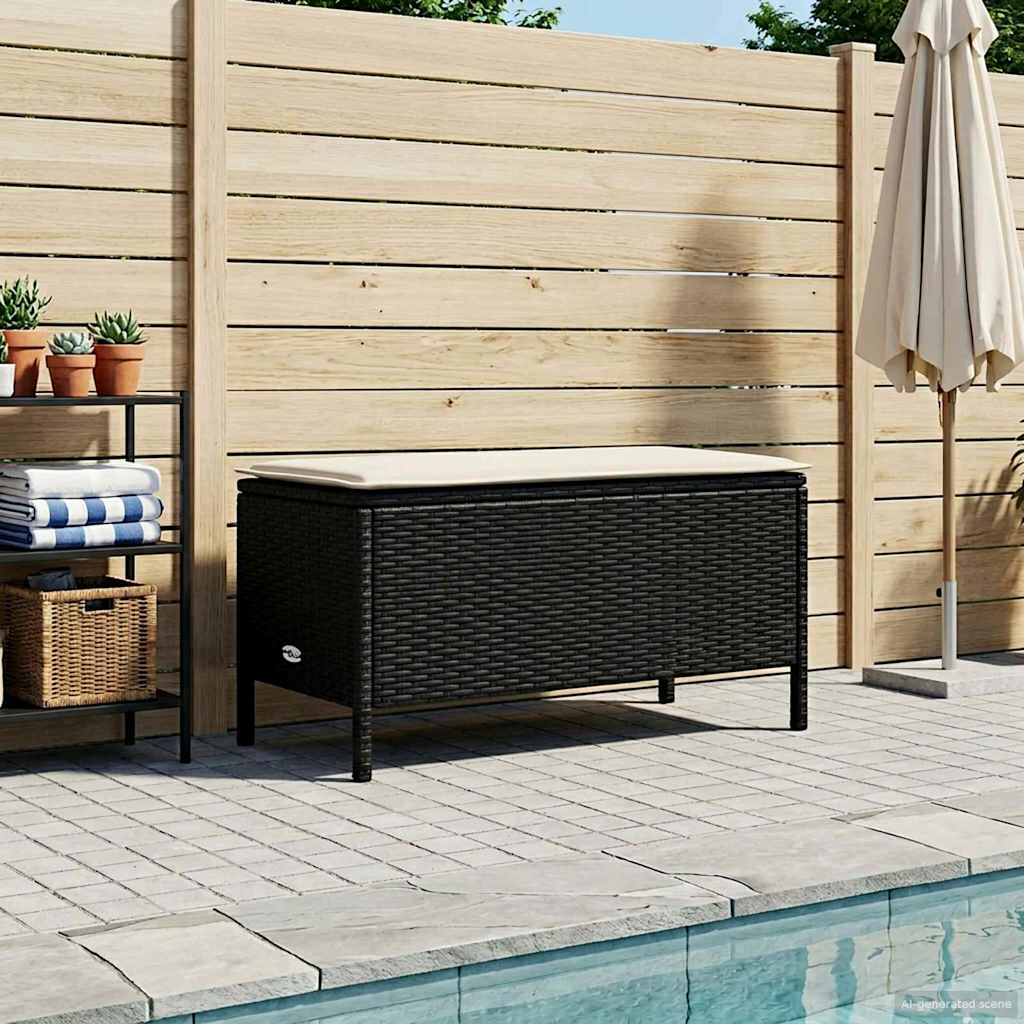 vidaXL Σκαμπό Κήπου Μαύρο και Κρέμα 80 x 38 x 45 cm Ράτα PE