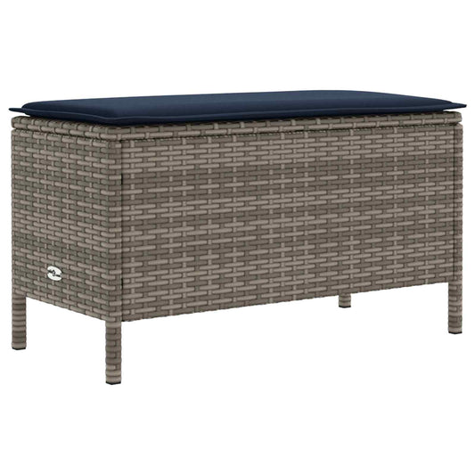 vidaXL Σκαμπό Κήπου Γκρι και Navy Blue 80 x 38 x 42 εκ Ράτα PE
