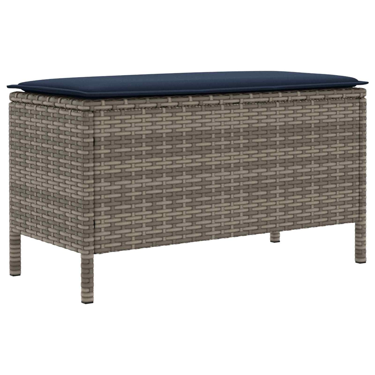 vidaXL Σκαμπό Κήπου Γκρι και Navy Blue 80 x 38 x 42 εκ Ράτα PE
